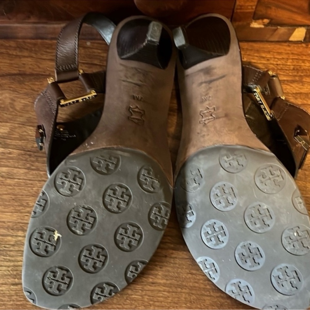 Tory Burch Brown Sandals with Turquoise Accents, Size 7, EUC - Picture 4 of 5
